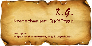 Kretschmayer Györgyi névjegykártya